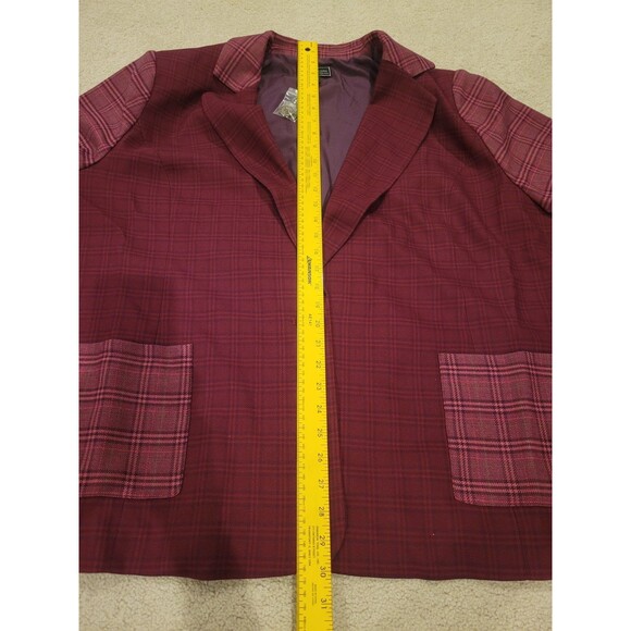 NWT G by Giuliana Black Label Women's Plus Size 3X Blazer Jacket Violet Plaid - Picture 6 of 13